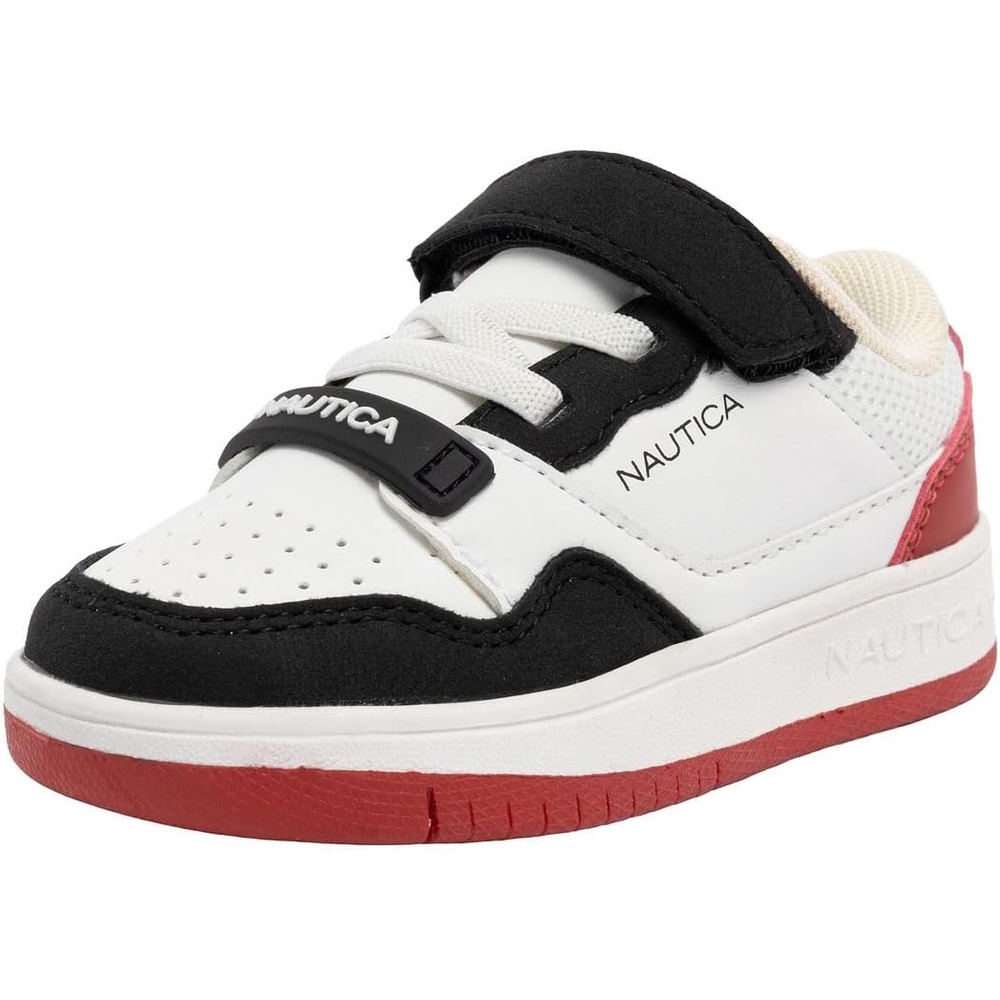 image:imageNautica Kids Adjustable Strap Shoes Comfortable Casual Sneakers for Boys and Girls Toddlers amp Little KidsWhite Black Redseaspray