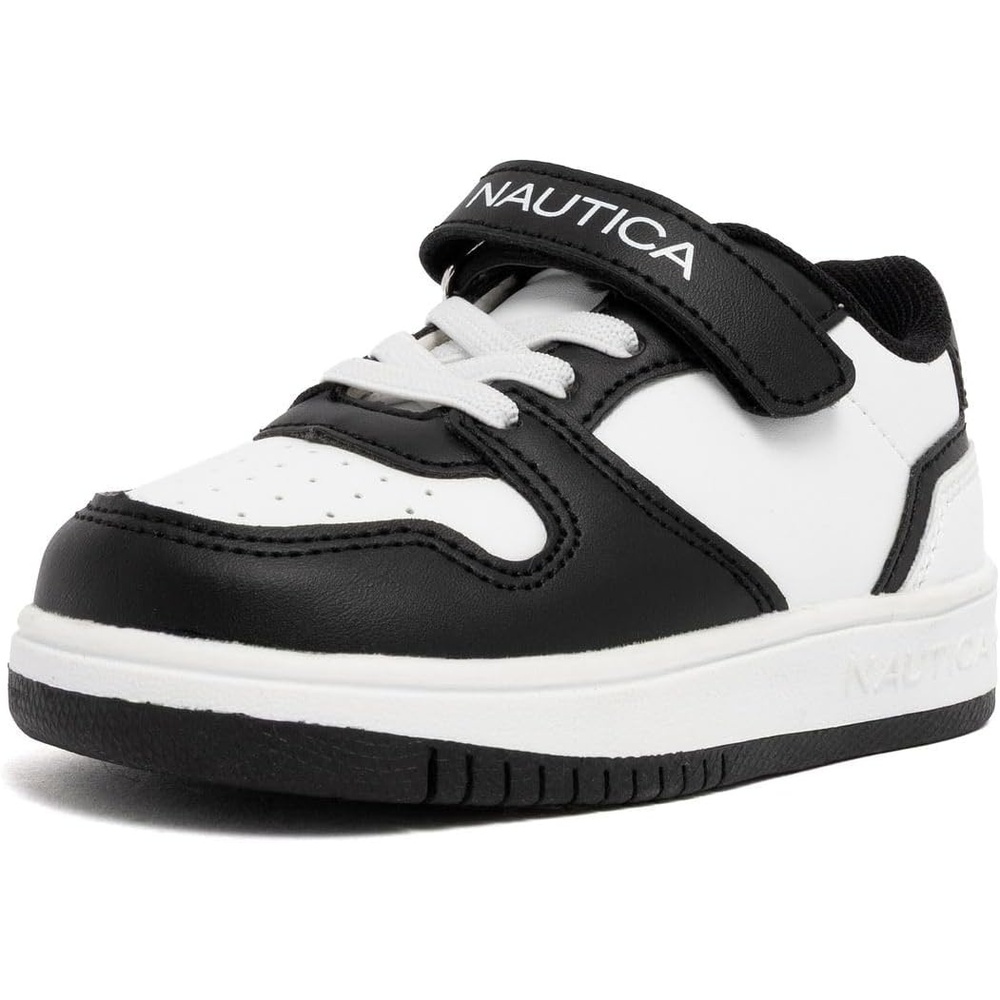 image:imageNautica Kids Adjustable Strap Shoes Comfortable Casual Sneakers for Boys and Girls Toddlers amp Little KidsWhite Black Seli