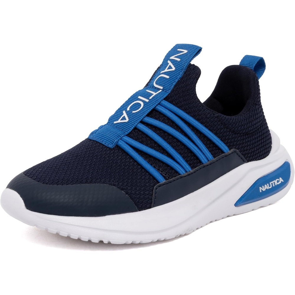 image:imageNautica Kids Athletic SlipOn Sneakers Comfortable Bungee Running Shoes for Boys and Girls Stylish and Supportive Footwear for Active Kids Big KidLittle KidToddlerNavy Cobalt 3y