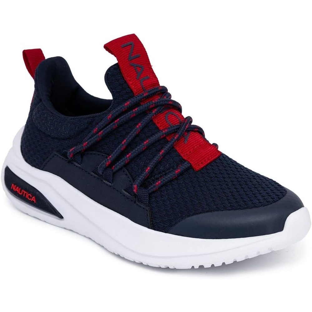 image:imageNautica Kids Athletic SlipOn Sneakers Comfortable Bungee Running Shoes for Boys and Girls Stylish and Supportive Footwear for Active Kids Big KidLittle KidToddlerNavy Red