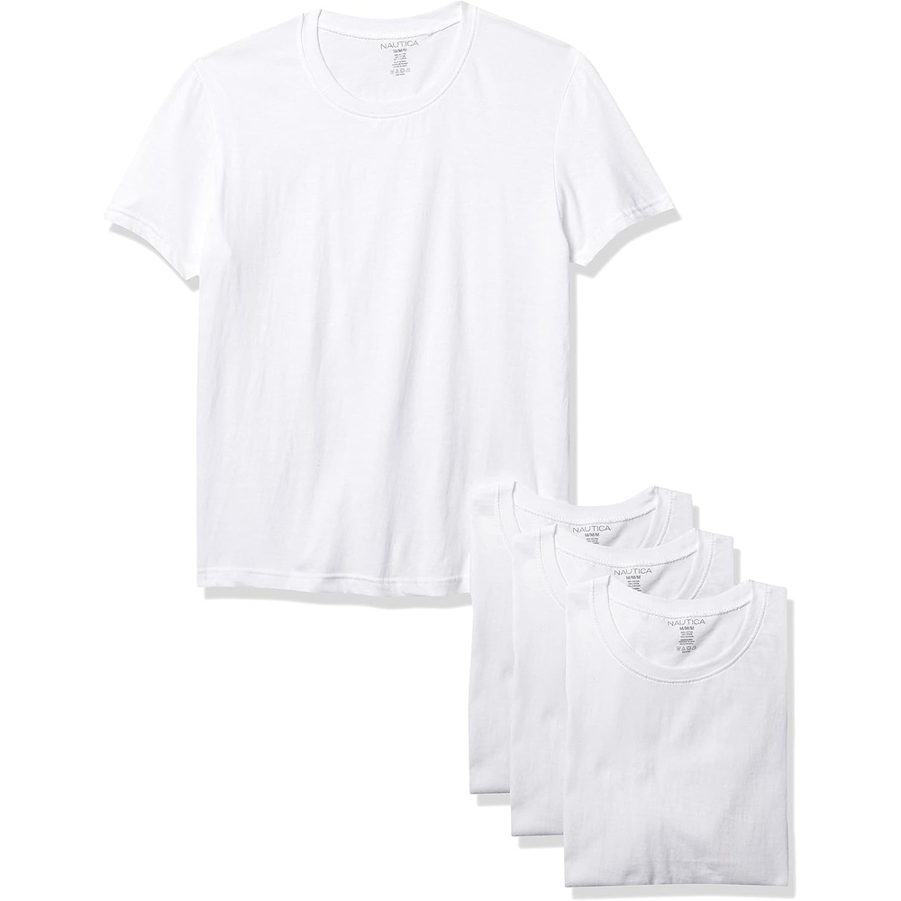 image:imageNautica Mens 4 Pack Cotton Crew Neck TShirts UndershirtsWhite