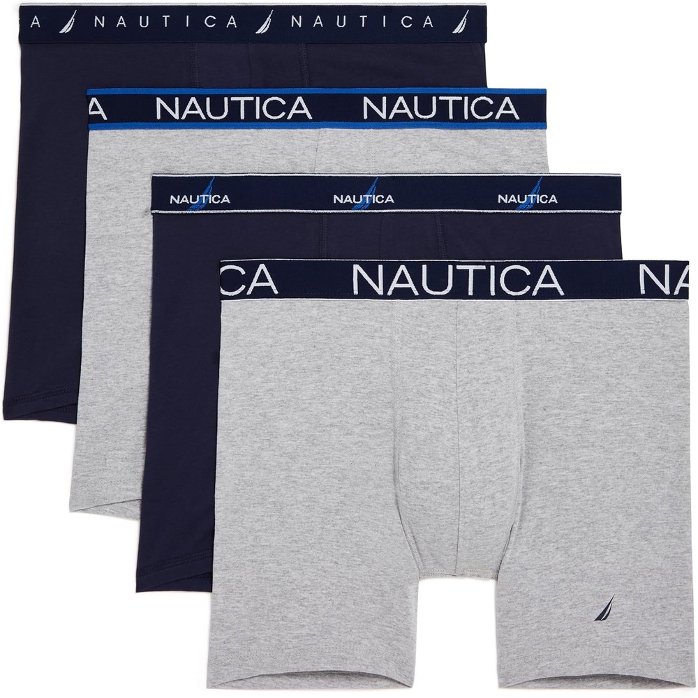 image:imageNautica Mens 4 Pack Limited Edition Cotton Stretch Boxer Briefs2 Peacoat2 Heather Grey Assorted Wb