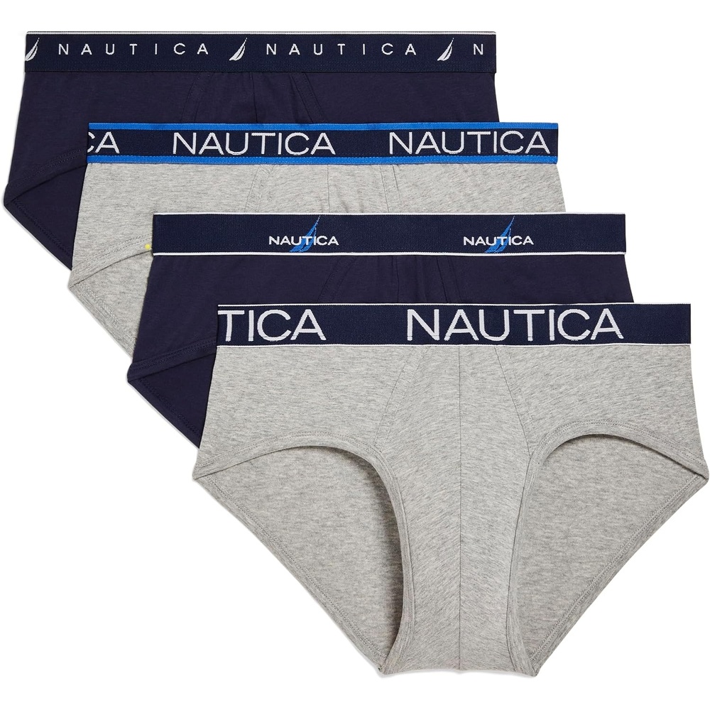 image:imageNautica Mens 4 Pack Limited Edition Cotton Stretch Briefs2 Peacoat2 Heather Grey Assorted Wb