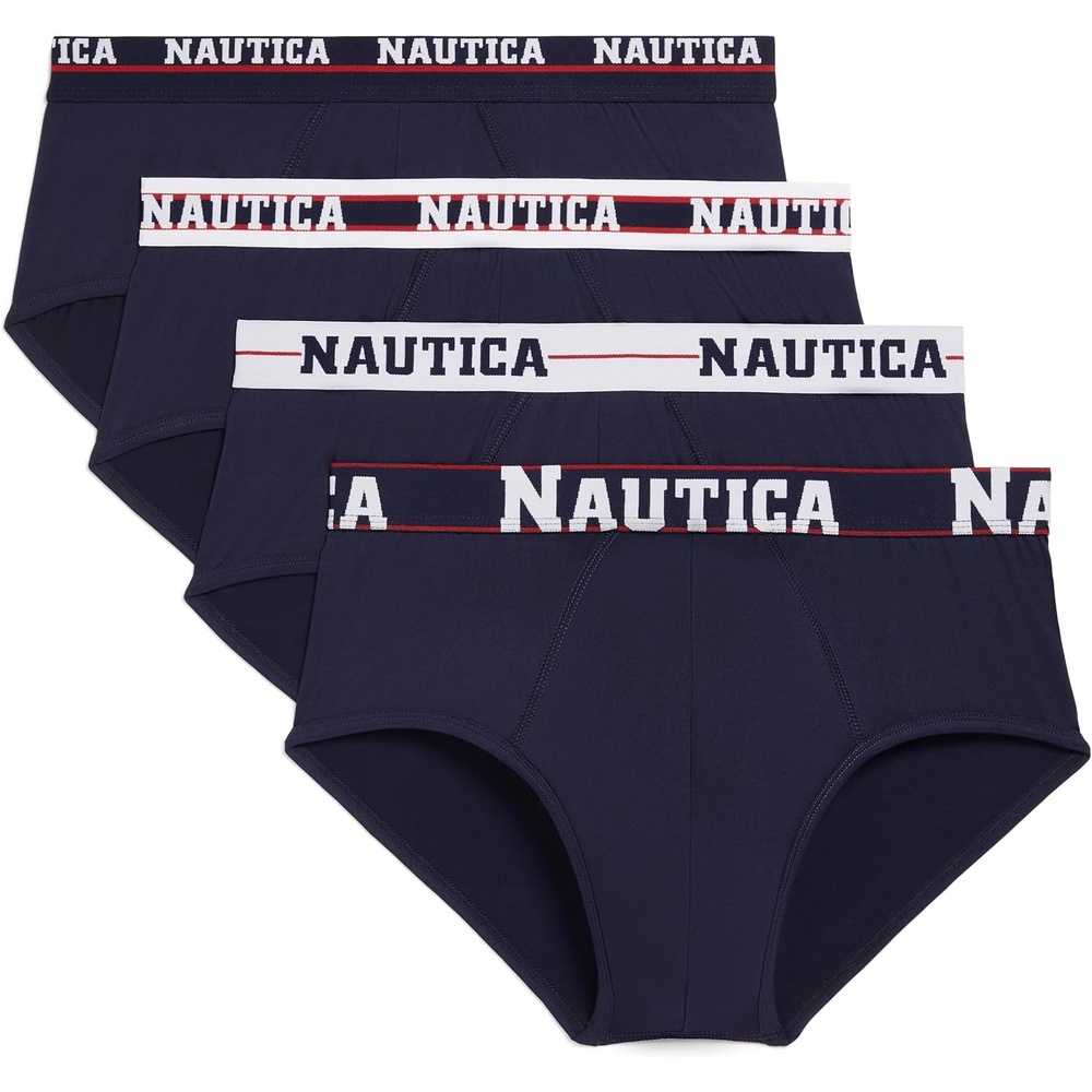 image:imageNautica Mens 4 Pack Limited Edition Micro Stretch Briefs4 Peacoat Assorted Waistband
