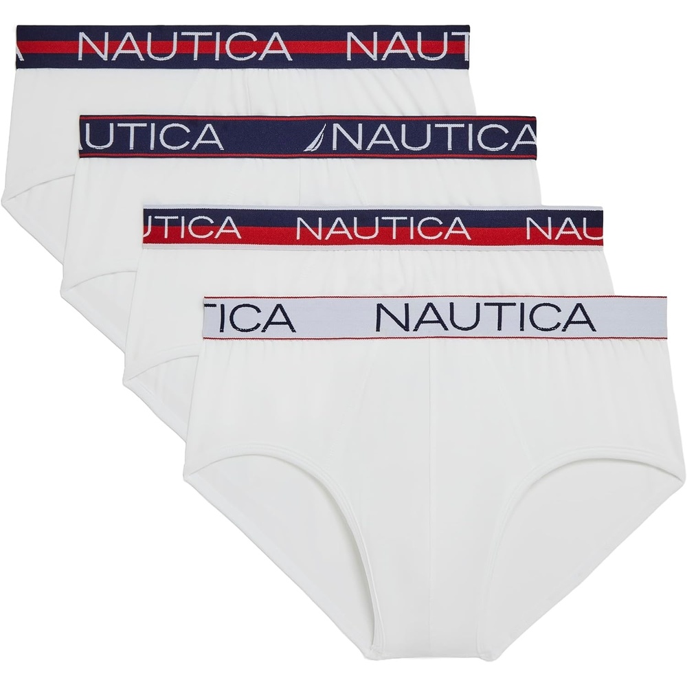 image:imageNautica Mens 4 Pack Limited Edition Micro Stretch Briefs4 White Assorted Waistband