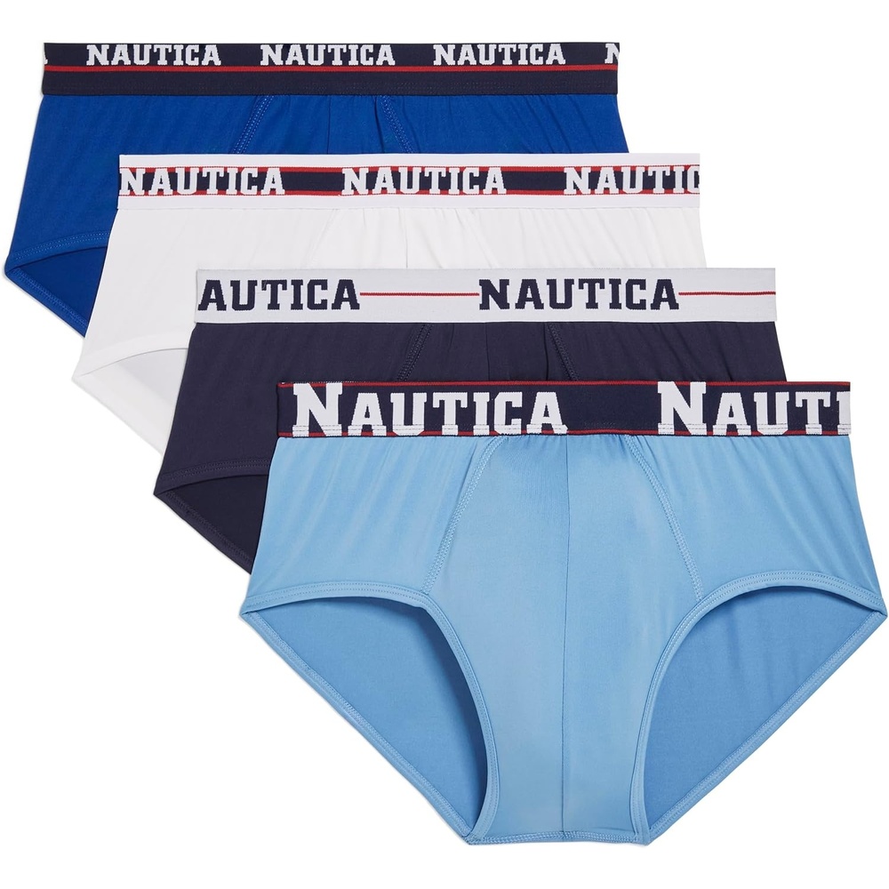 image:imageNautica Mens 4 Pack Limited Edition Micro Stretch BriefsSurf the WebWhitePeacoatAero Blueassorted Wb