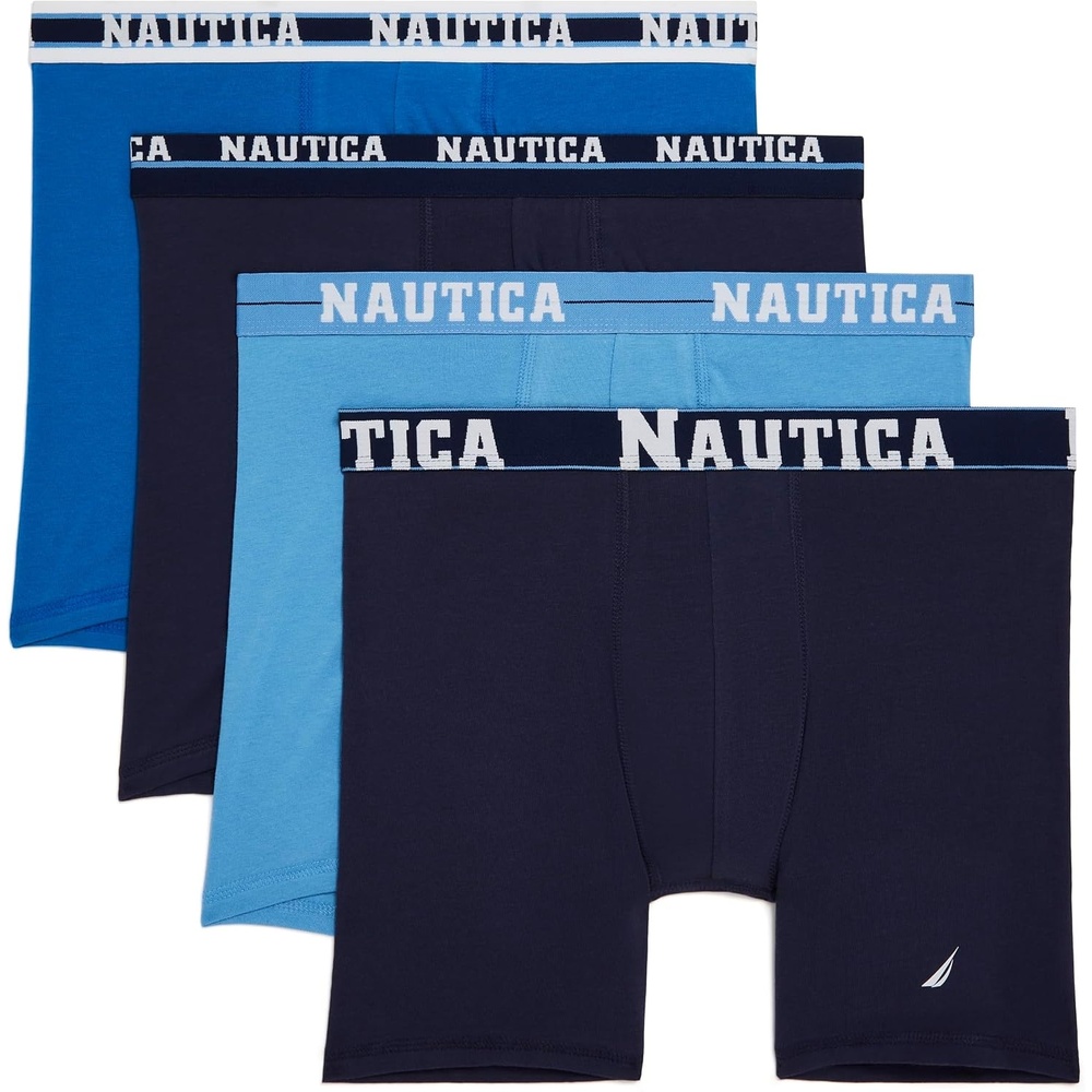 image:imageNautica Mens 4 Pack Limited Edition Stretch Boxer BriefsPro Blue2 PeacoatAero Blue Assorted Wb