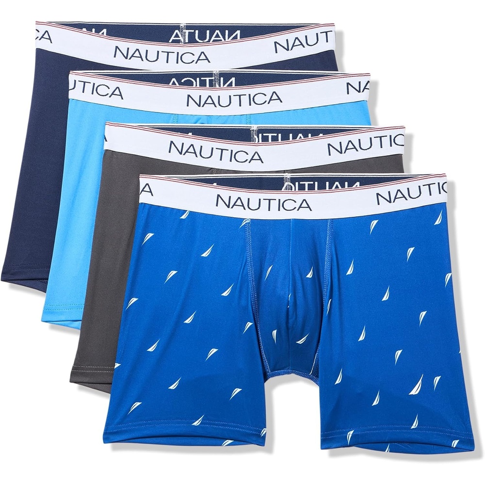 image:imageNautica Mens 4 Pack Stretch Micro Boxer BriefsCharcoalPeacoatClear SkiesSail Stw