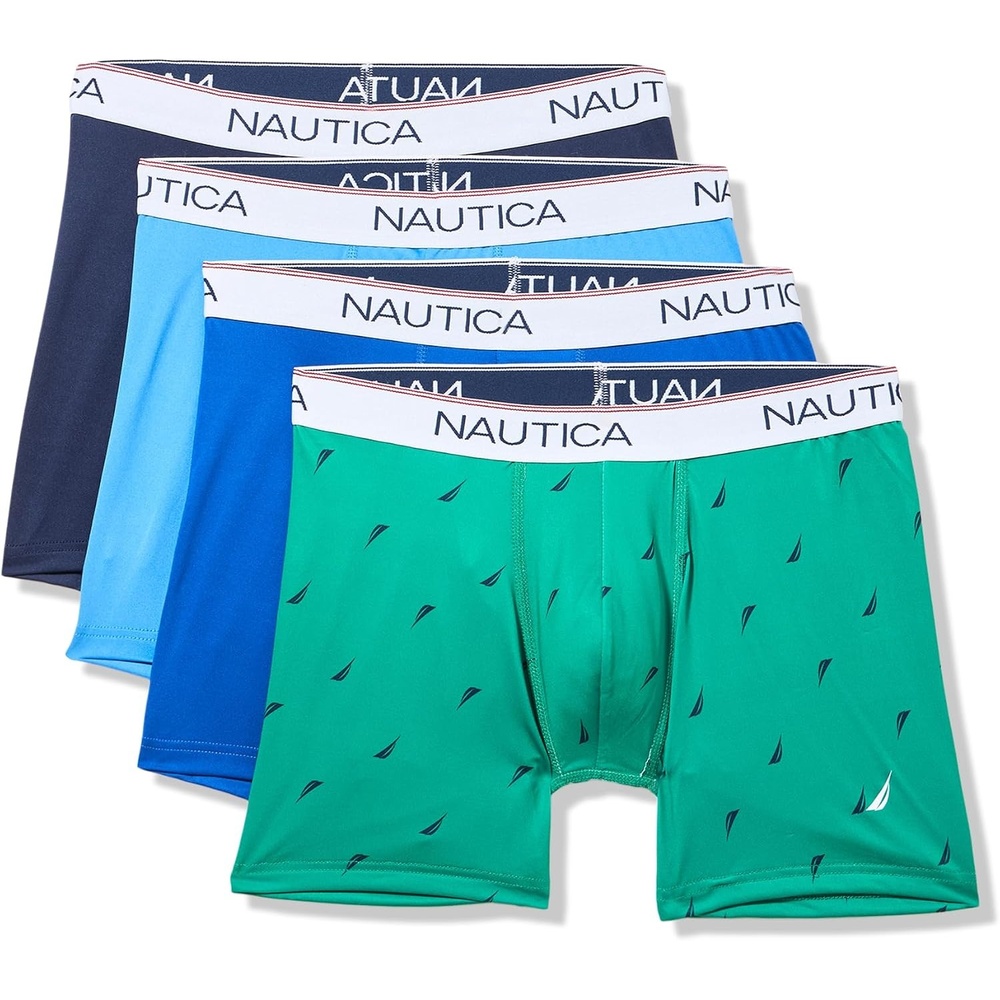 image:imageNautica Mens 4 Pack Stretch Micro Boxer BriefsPeacoatSurf the WebClear SkiesSail Green