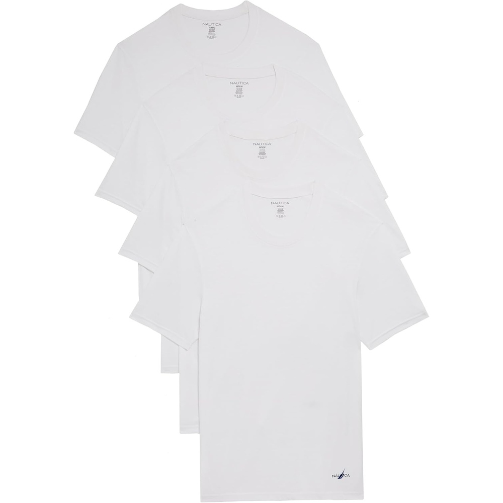 image:imageNautica Mens 4Pack Cotton Limited Edition Crew Neck TShirtsWhite Nautica 05 Logo