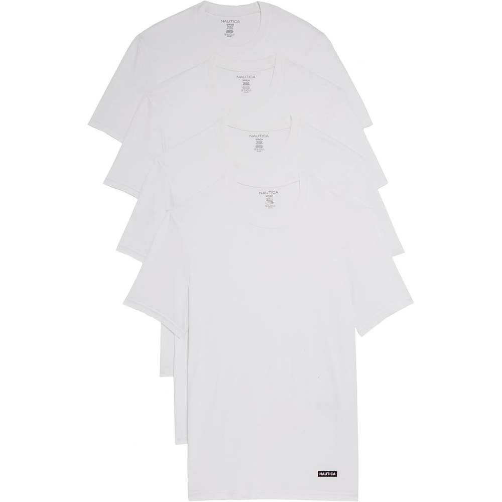image:imageNautica Mens 4Pack Cotton Limited Edition Crew Neck TShirtsWhite Nautica Flag Logo
