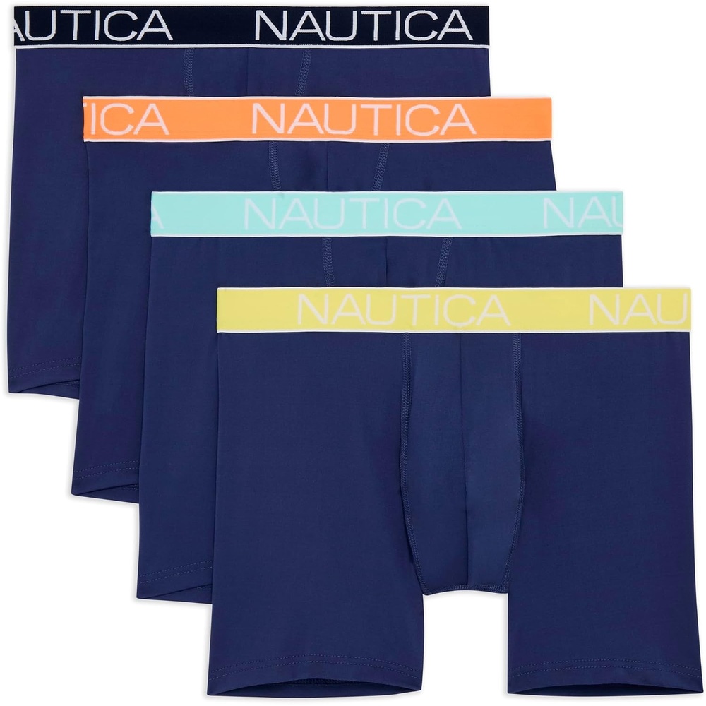 image:imageNautica Mens 4pack Brushed Micro Boxer Briefs4 Deep Cobalt Assorted Waistband