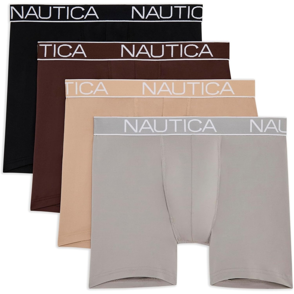 image:imageNautica Mens 4pack Brushed Micro Boxer BriefsBlackAlloySeal BrownMushroom