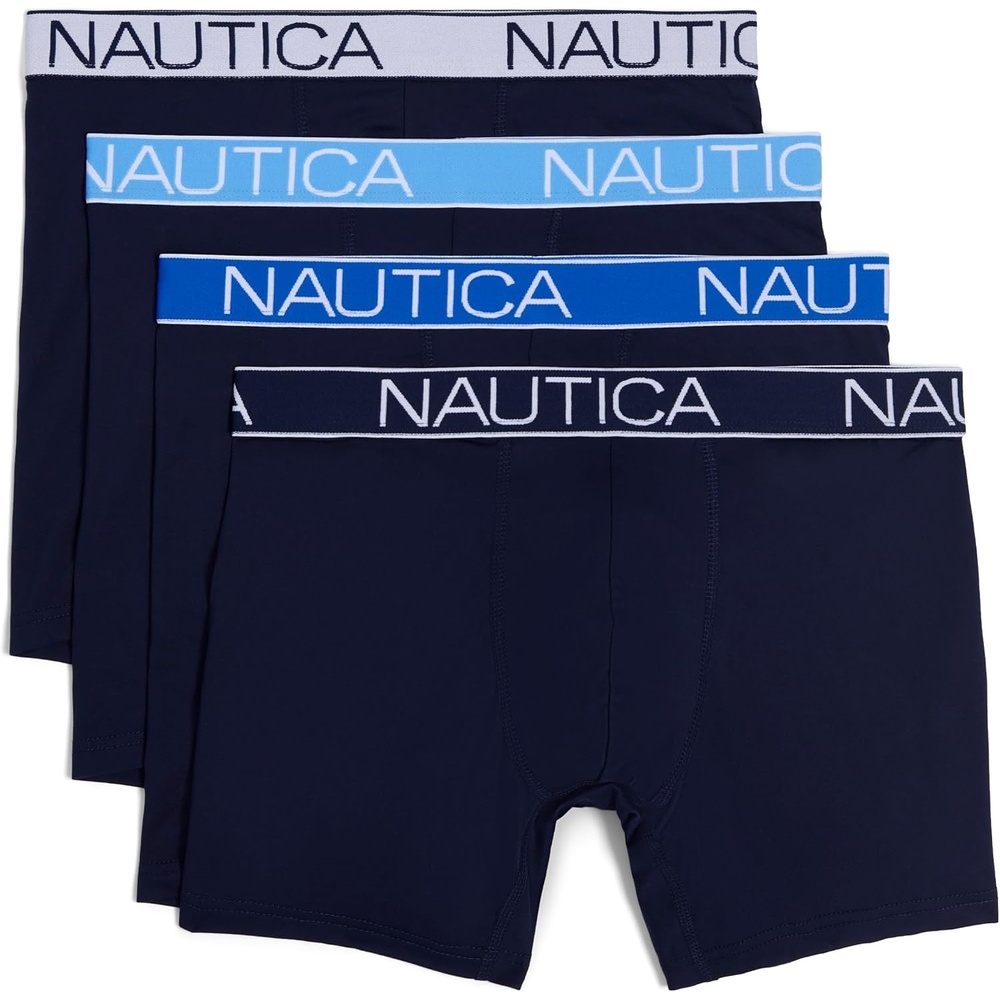 image:imageNautica Mens 4pack Brushed Micro Boxer BriefsPeacoat PeacoatSea CobaltAero BlueWhite Wb