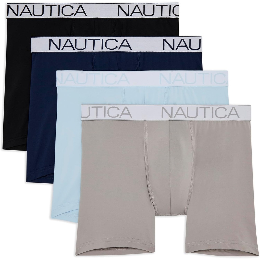image:imageNautica Mens 4pack Brushed Micro Boxer BriefsPeacoatBlackAlloySky Way