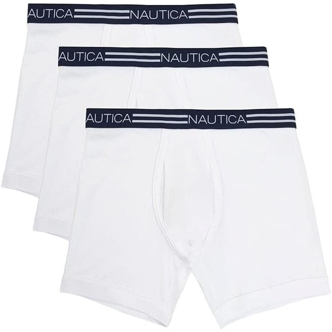 image:imageNautica Mens Classic Cotton 3Pack Boxer BriefsWhite New