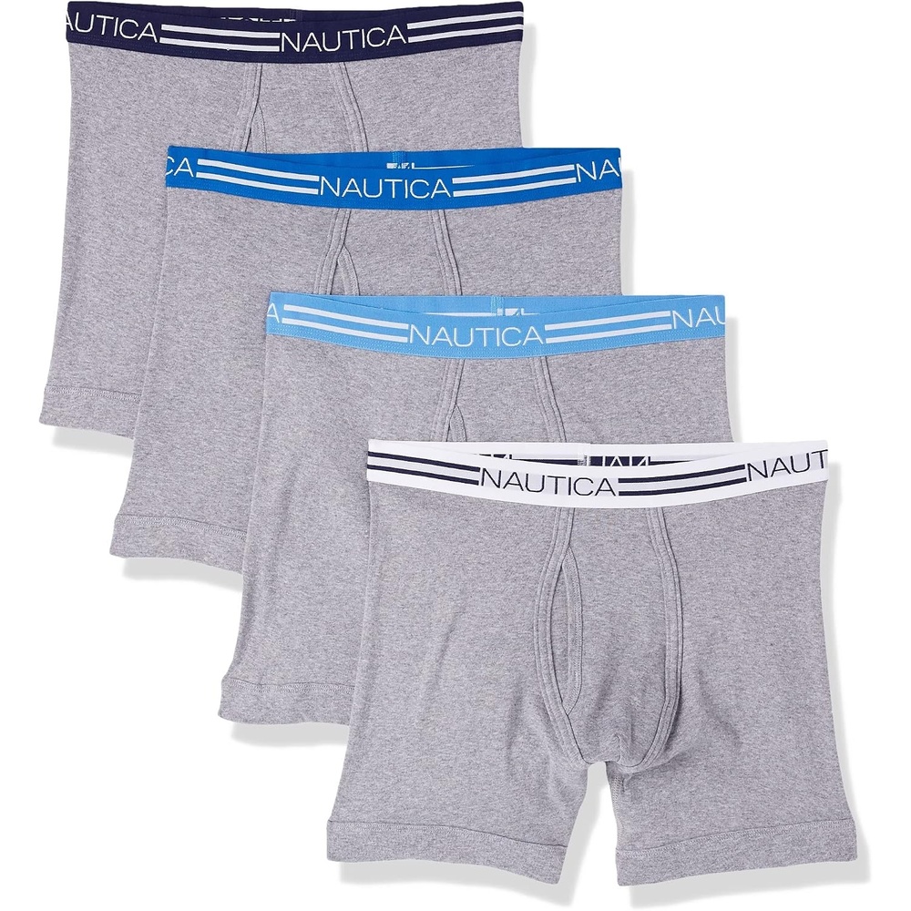 image:imageNautica Mens Classic Cotton 4pack Boxer BriefsHeather Grey