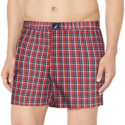 image:imageNautica Mens Classic Cotton Woven BoxerPlaid Printsunbaked Red