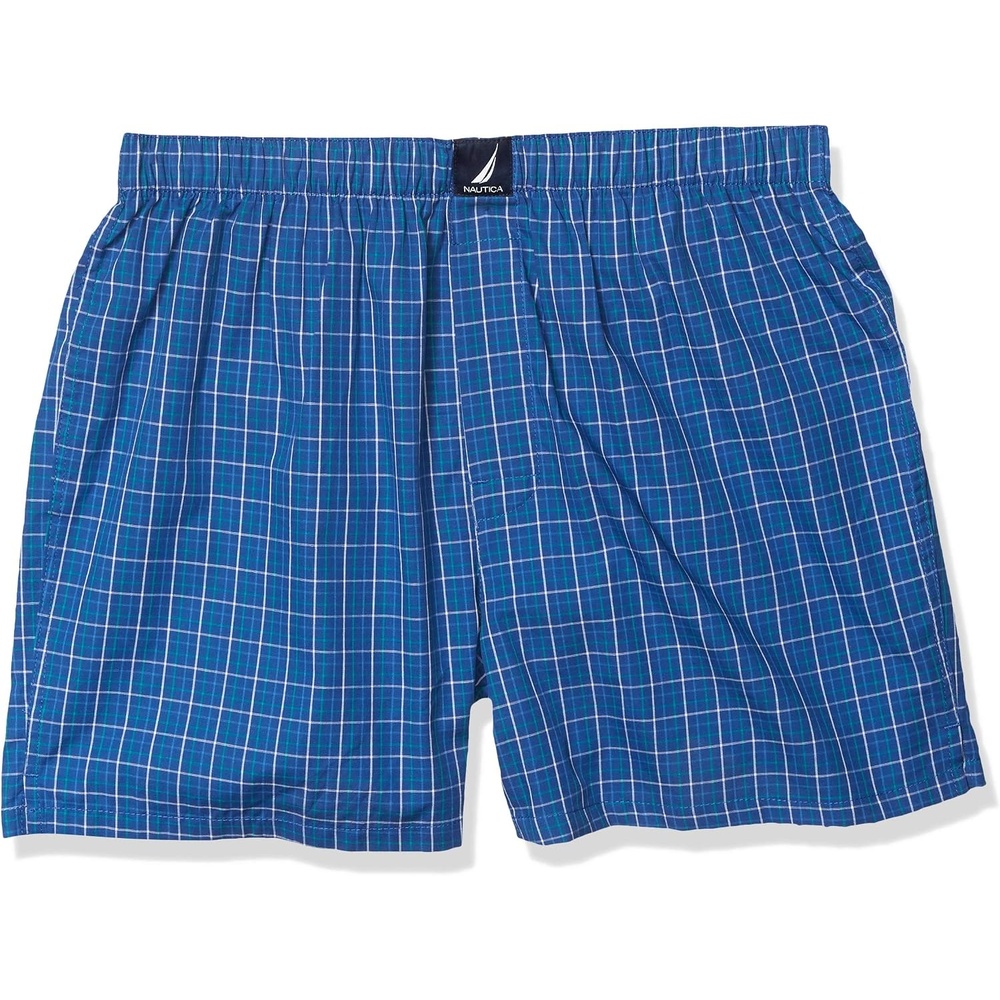 image:imageNautica Mens Classic Cotton Woven BoxerPlaid Printwindsurf Blue