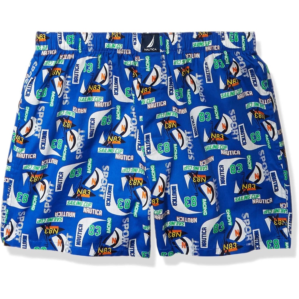 image:imageNautica Mens Classic Cotton Woven BoxerRacing PrintPeacoat
