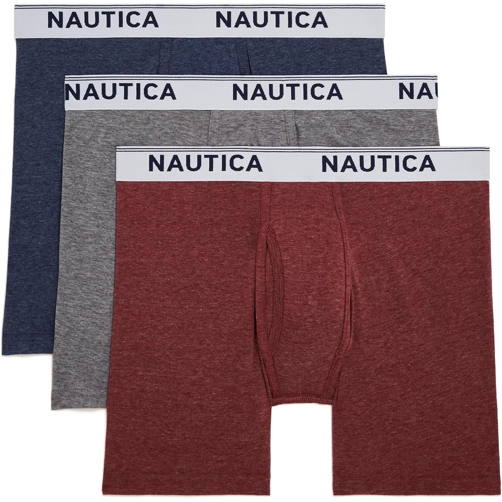 image:imageNautica Mens Stretch Performance 3pack Boxer BriefsPeacoatCharcoalCornel Heather