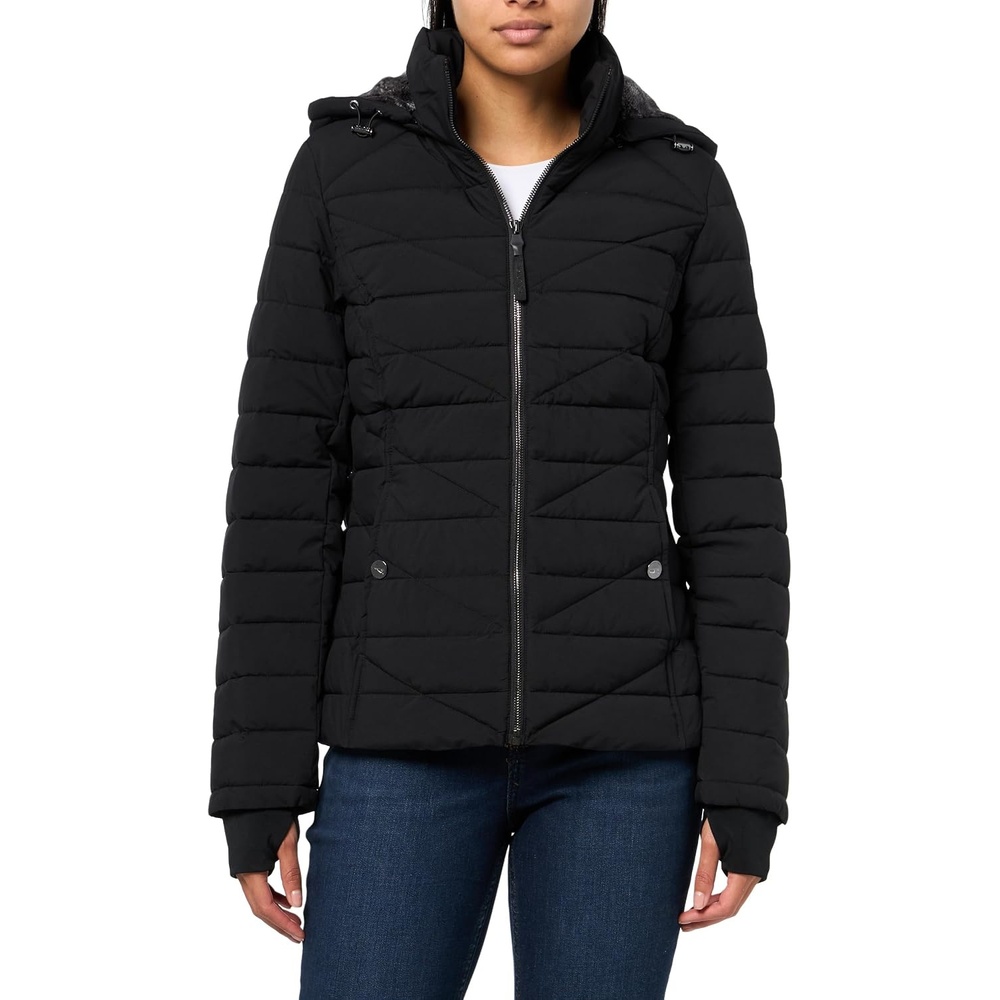 image:imageNautica Womens Faux Fur Trim Hooded Midweight Puffer JacketBlack
