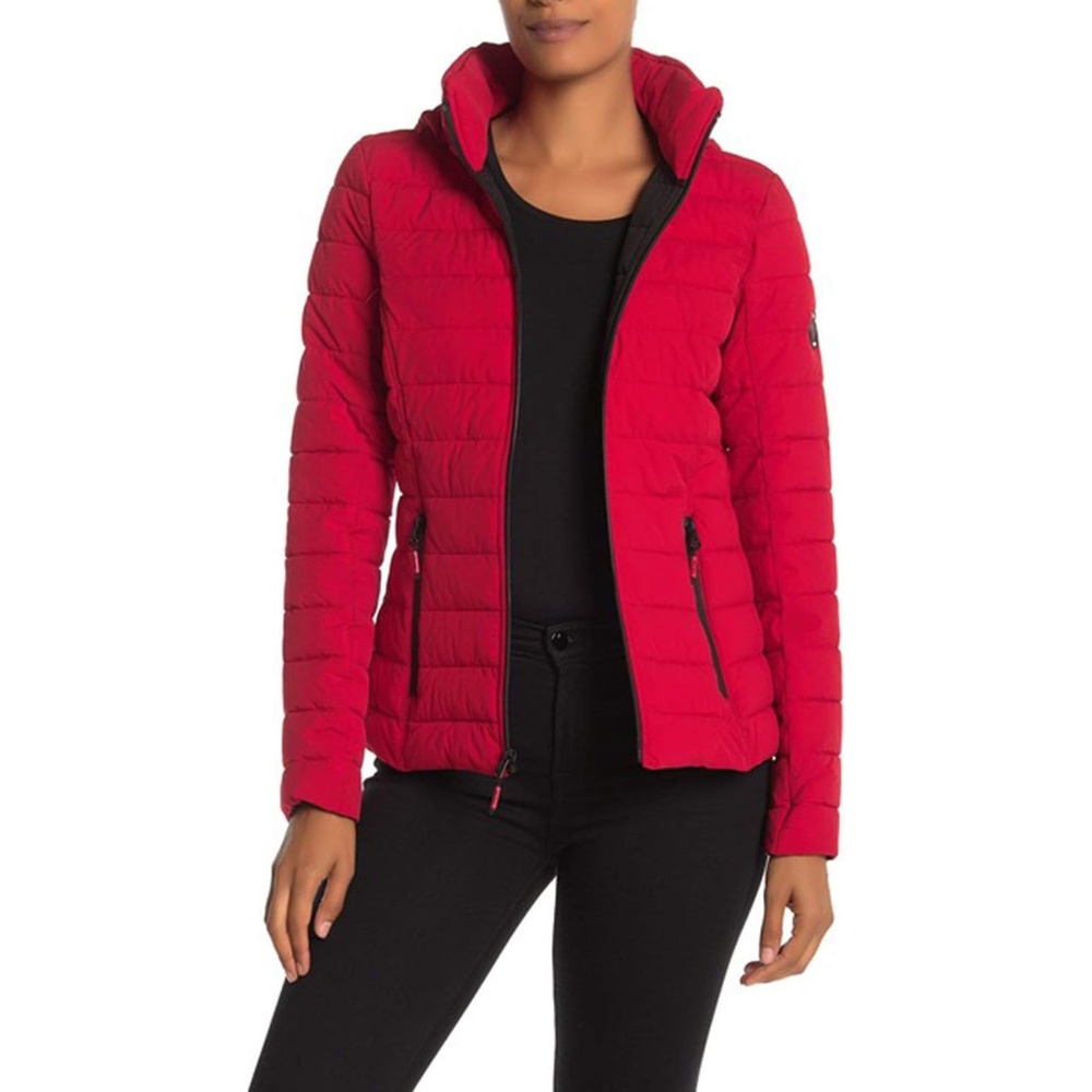 image:imageNautica Womens Faux Fur Trim Hooded Midweight Puffer JacketNautica Red