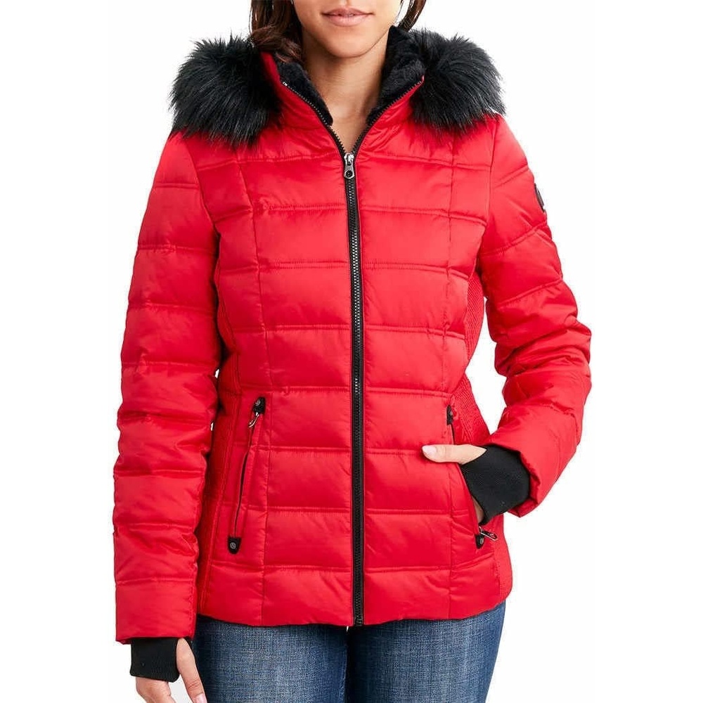 image:imageNautica Womens Faux Fur Trim Hooded Midweight Puffer JacketReda