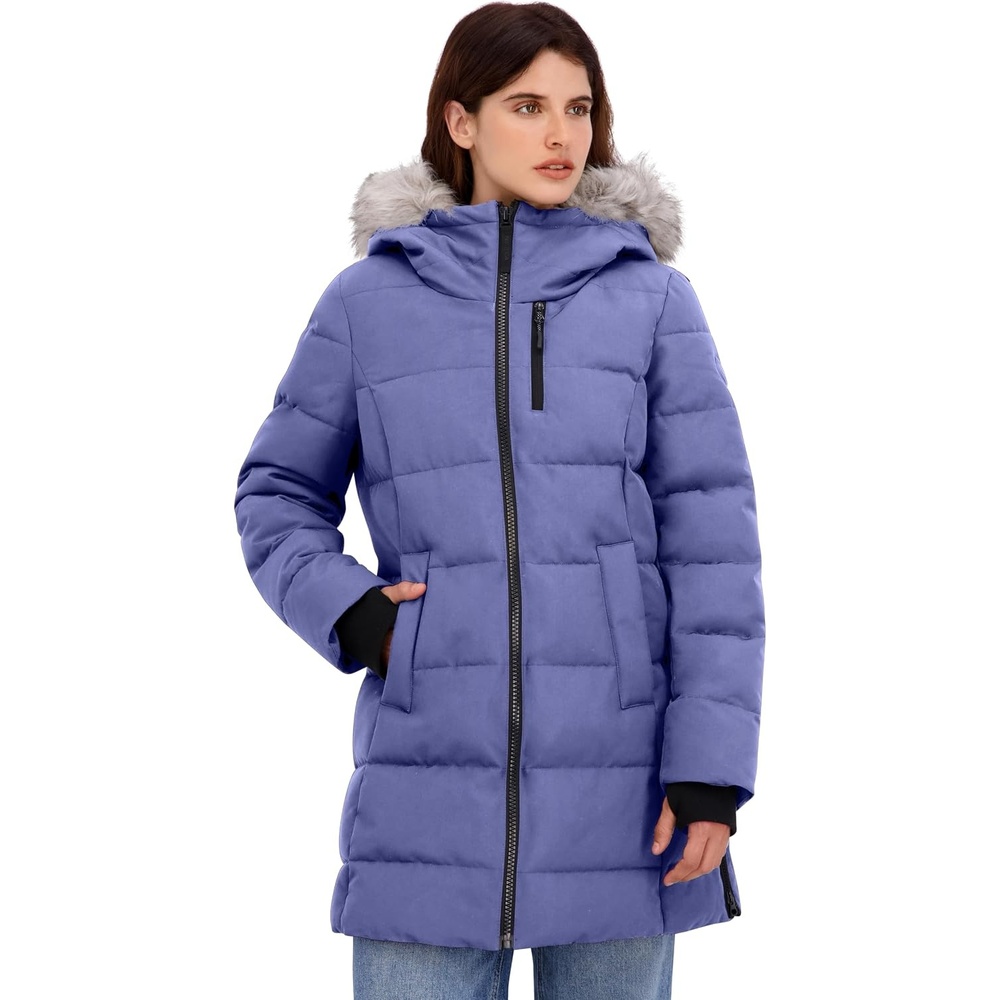 image:imageNautica Womens Heavyweight Puffer JacketFaux FurLined Hood Wind amp WaterResistant Winter CoatBlue
