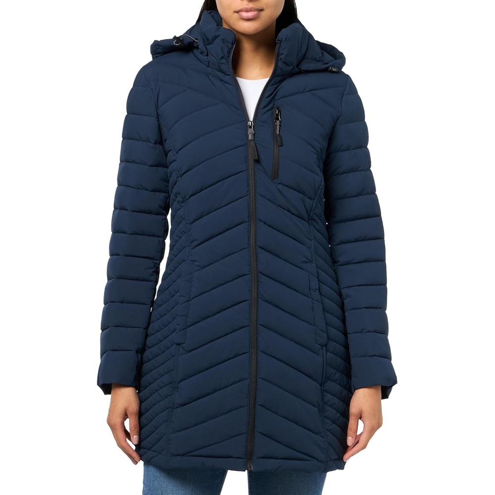 image:imageNautica Womens Stretch Puffer Jacket Midweight Quilted Coat Detachable HoodDeep Navy