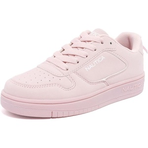 Nautica Girls Sneakers, Stylish Low-Top Tennis Shoes with Cushioned Insole for Everyday Wear, Toddler, Little Kids and Big Kids, Lace-Up/Bungee(Blush-bow)