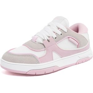 Nautica Girls Sneakers, Stylish Low-Top Tennis Shoes with Cushioned Insole for Everyday Wear, Toddler, Little Kids and Big Kids, Lace-Up/Bungee(Gray Pink-garlan)