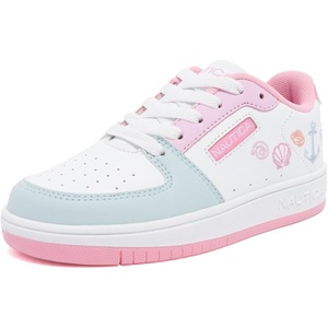 Nautica Girls Sneakers, Stylish Low-Top Tennis Shoes with Cushioned Insole for Everyday Wear, Toddler, Little Kids and Big Kids, Lace-Up/Bungee(Soft Coastal)