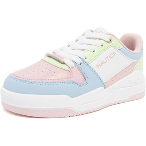 Nautica Girls Sneakers, Stylish Low-Top Tennis Shoes with Cushioned Insole for Everyday Wear, Toddler, Little Kids and Big Kids, Lace-Up/Bungee(Soft Pastel-harrold)
