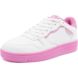 Nautica Girls Sneakers, Stylish Low-Top Tennis Shoes with Cushioned Insole for Everyday Wear, Toddler, Little Kids and Big Kids, Lace-Up/Bungee(White Fuchsia-almina)