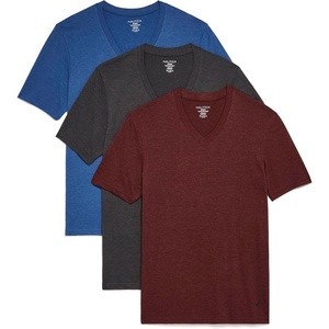 Nautica Men’s 3-Pack Cotton V-Neck T-Shirt(Dutch/Charcoal/Cornel Heather)