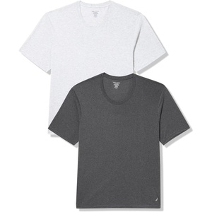 Nautica Men’s 3-Pack Heathered Soft Stretch Cotton Crew Neck T-Shirts(2 Snow/Charcoal Heather)