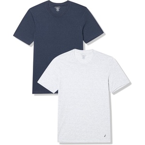 Nautica Men’s 3-Pack Heathered Soft Stretch Cotton Crew Neck T-Shirts(2 Snow/Peacoat Heather)