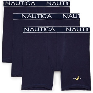 Nautica Men’s 3-pack Cotton Stretch Limited Edition Boxer Briefs(Peacoat)