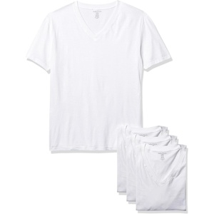 Nautica Men’s 4 Pack Cotton V-Neck T-Shirts Undershirts(White)