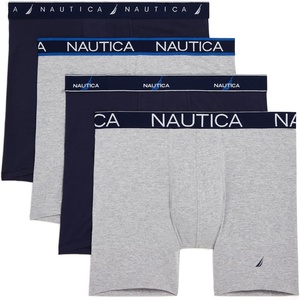 Nautica Men’s 4 Pack Limited Edition Cotton Stretch Boxer Briefs(2 Peacoat/2 Heather Grey Assorted Wb)