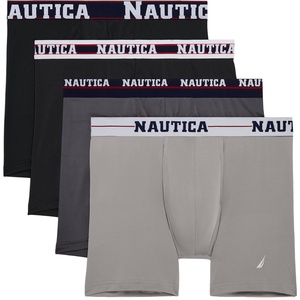 Nautica Men’s 4 Pack Limited Edition Micro Stretch Boxer Briefs(Charcoal/2 Black/Alloy-assorted Wb)