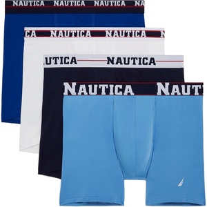 Nautica Men’s 4 Pack Limited Edition Micro Stretch Boxer Briefs(Surf the Web/White/Peacoat/Aero Blue-assorted Wb)