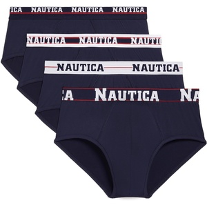 Nautica Men’s 4 Pack Limited Edition Micro Stretch Briefs(4 Peacoat- Assorted Waistband)