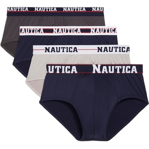 Nautica Men’s 4 Pack Limited Edition Micro Stretch Briefs(Charcoal/2 Peacoat/Alloy-assorted Wb)
