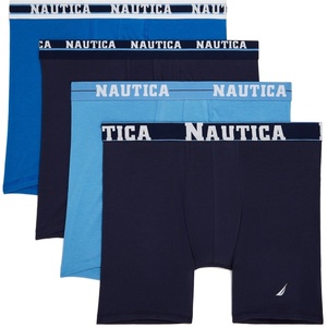 Nautica Men’s 4 Pack Limited Edition Stretch Boxer Briefs(Pro Blue/2 Peacoat/Aero Blue – Assorted Wb)