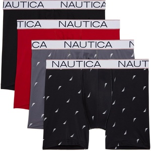 Nautica Men’s 4 Pack Micro Boxer Briefs(Black/Nautica Red/Sail Lead White/Sail Black White)
