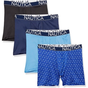 Nautica Men’s 4 Pack Micro Boxer Briefs(Black/Peacoat/Aero Blue/Anchor Print)