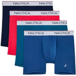 Nautica Men’s 4 Pack Stretch Micro Boxer Briefs(Peacoat/Raspberry Wine/Legion Blue/Union Blue)