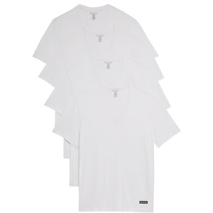 Nautica Men’s 4-Pack Cotton Limited Edition V-Neck T-Shirts(White – Nautica Flag Logo)
